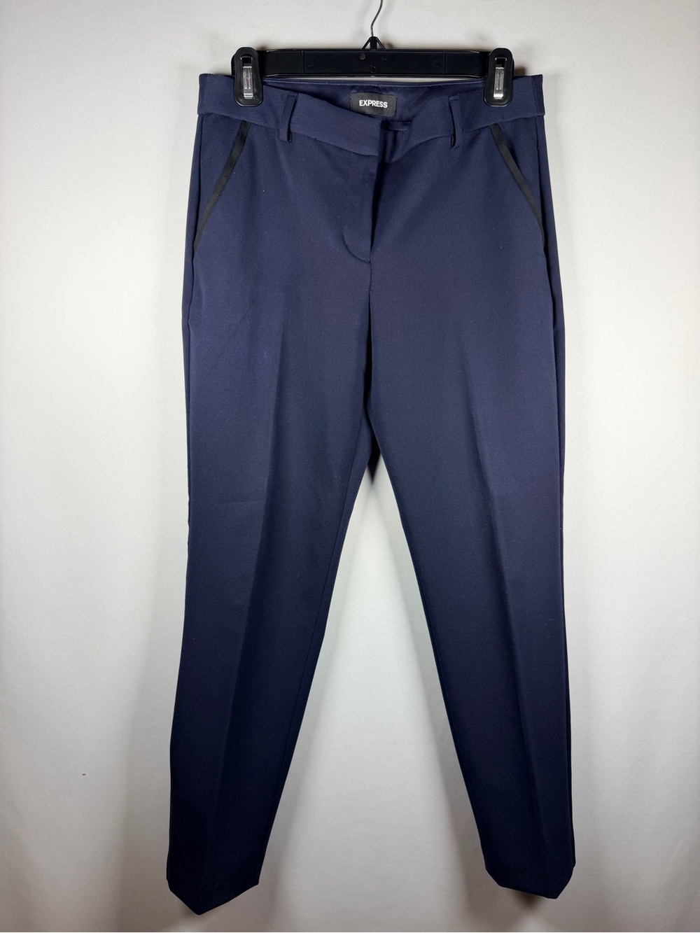 Express Navy Cropped Dress Pants with Trim